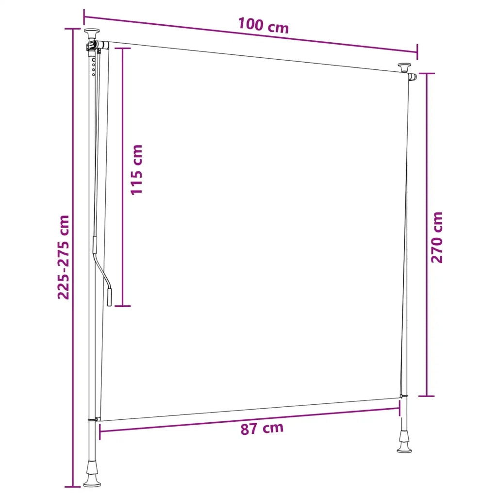 Tenda a rullo | Tenda avvolgibile Esterna Antracite e Bianco 100 x 270 cm