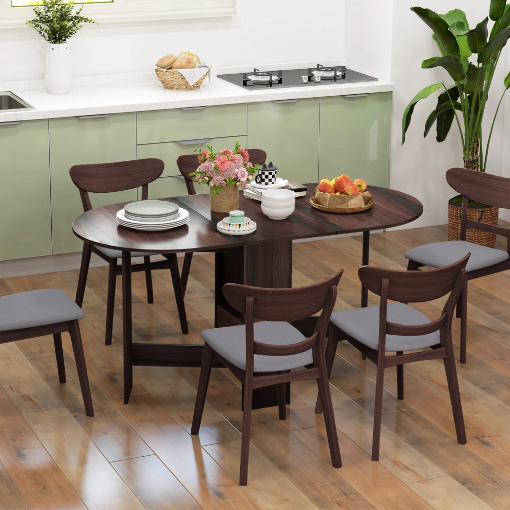 Tavolo Pieghevole con Ribalte Ovale ¨C Minimal ¨C Legno, Marrone