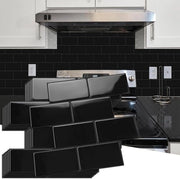 Backsplash 10 pezzi di metri di tegole autoadesive nere in ceramica per cucina e bagno