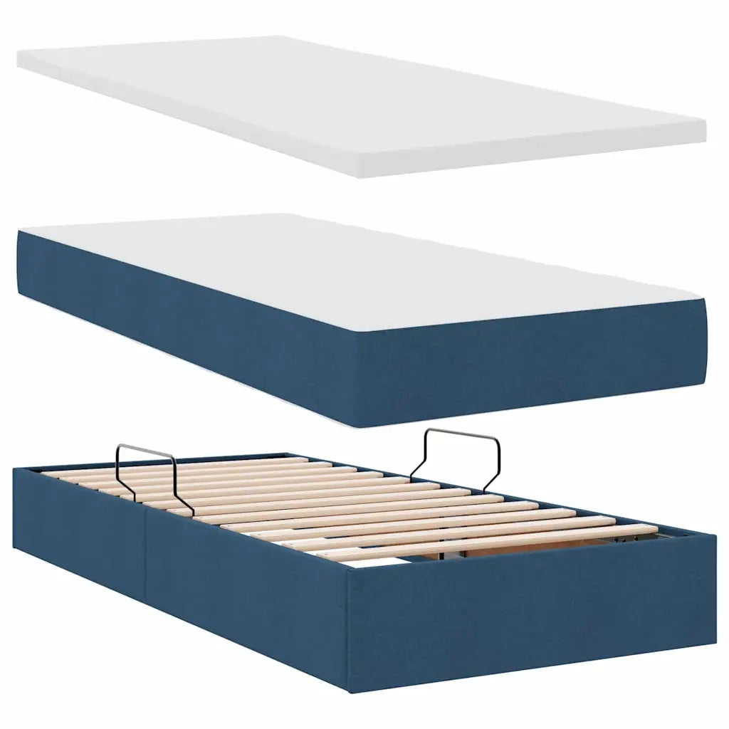 Letto con contenitore e LED con led Blu 90 x 200 cm Tessuto 3371249