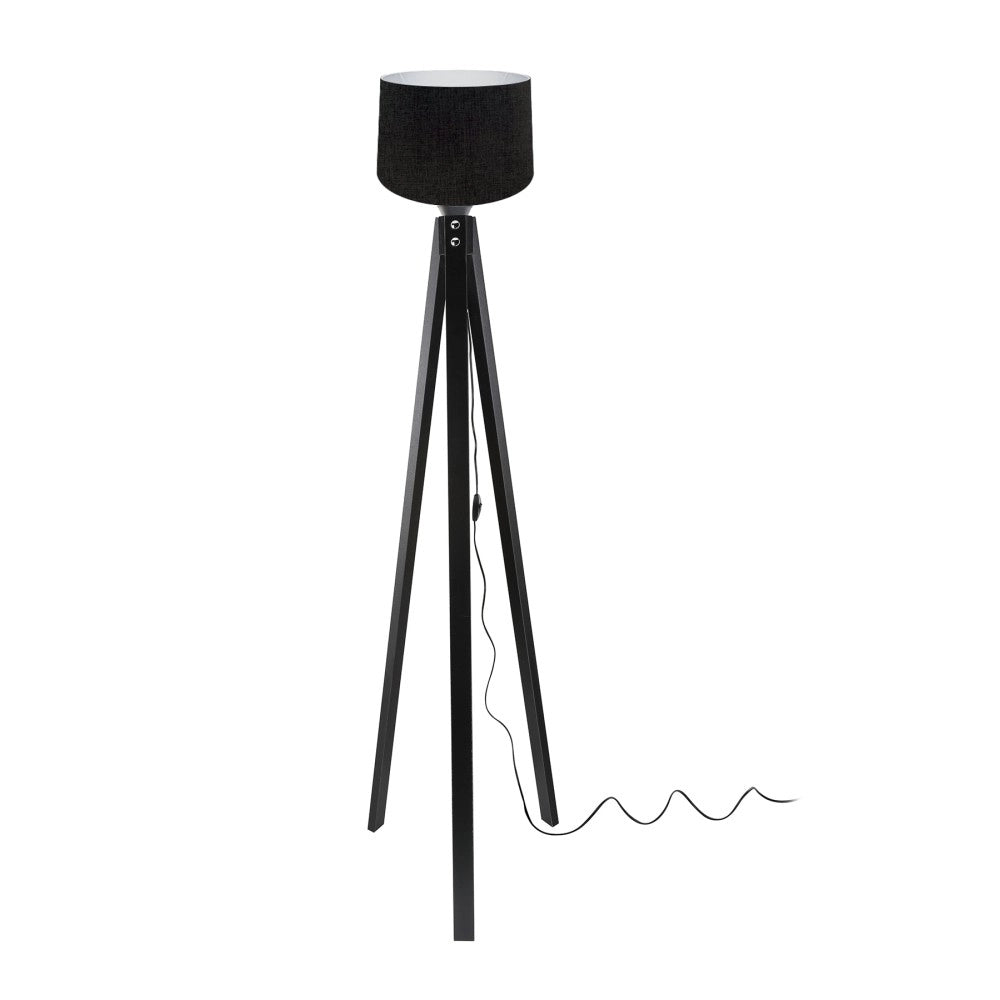 Lampada da terra treppiede nero con paralume nero DECONE3566