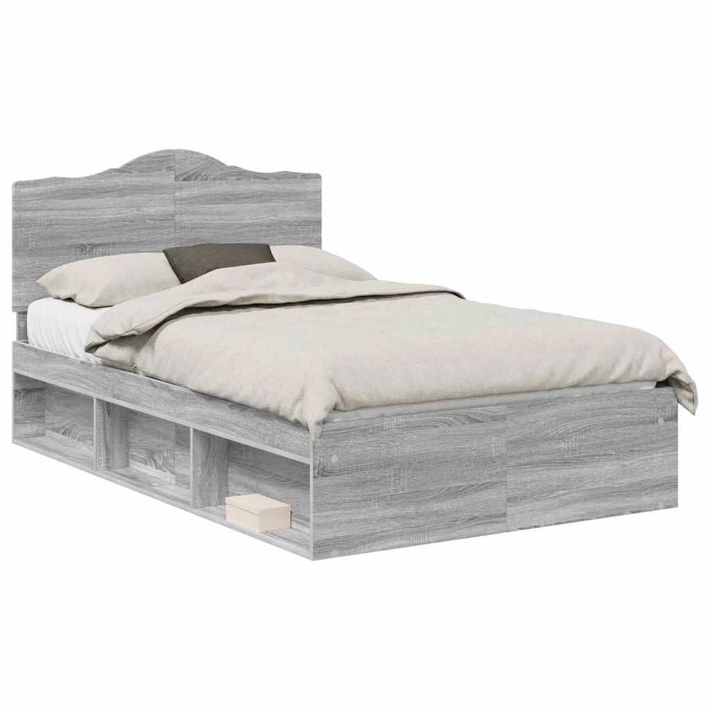 Letto matrimoniale | Letto per adulti | Struttura del letto Grigio Sonoma 120 x 200 cm Pino massello