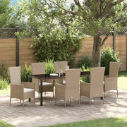 Set da Pranzo per Giardino con cuscino 7 pcs Beige polyrattan 3379462