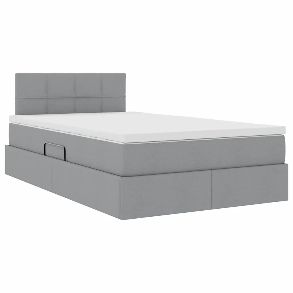 Letto con contenitore e LED Grigio chiaro 120 x 190 cm Tessuto 3371130