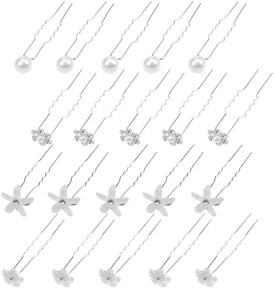 Accessori per capelli di alta qualità - spille a forma di U - spille con perle e strass - fermacapelli - accessori per capelli per donne - formato compatto - fermacapelli