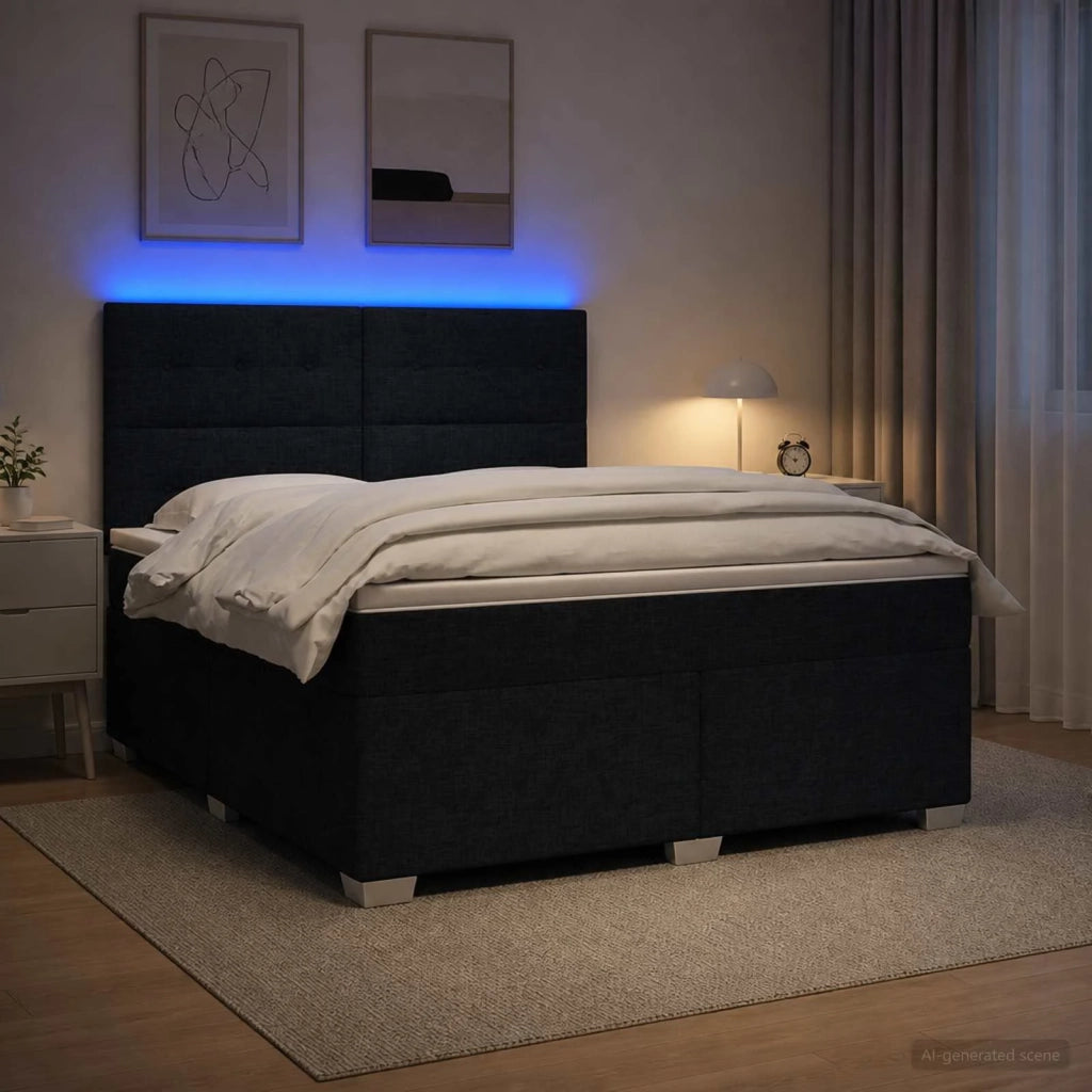 Letto box spring con materasso Nero 180 x 200 cm Tessuto 3454931