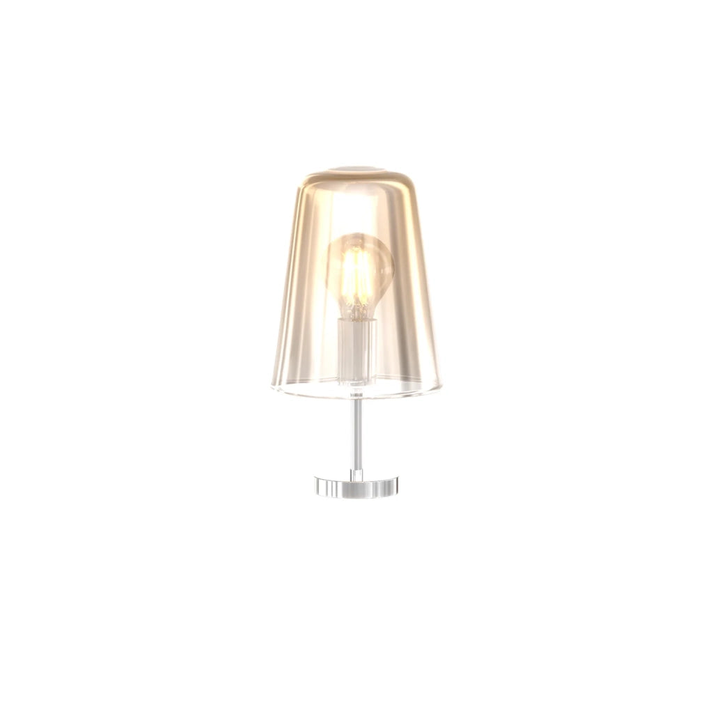 Abatjour Contemporaneo Shaded Metallo Cromo Vetro Ambra 1 Luce E27