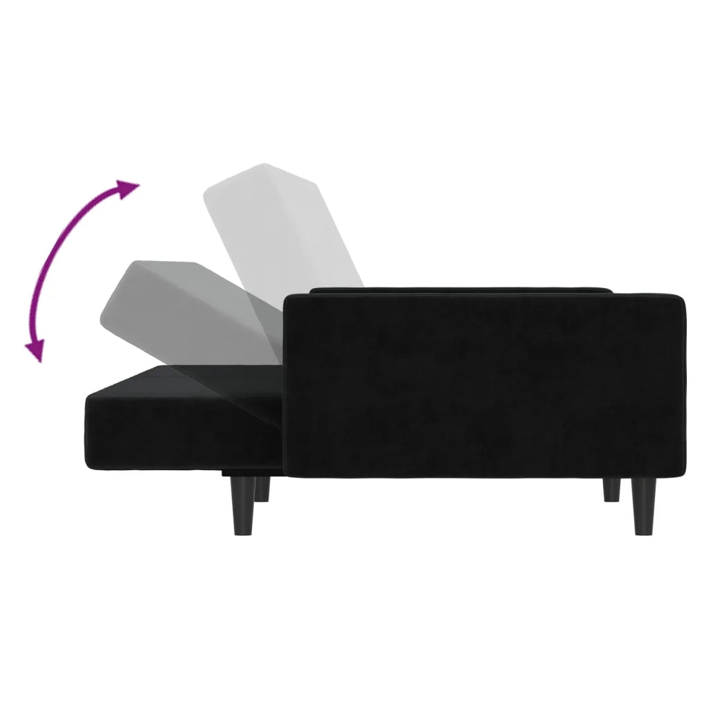 Divano Letto a 2 Posti-Sofa Letto 2 Posti-Daybed Nero in Velluto 377714
