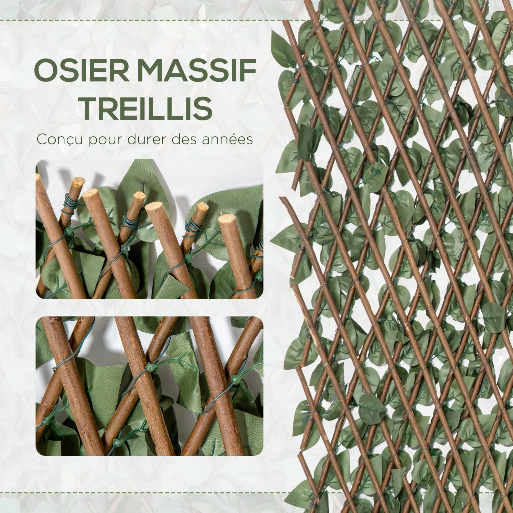 Set 4 Siepi Artificiali Edera Estendibile ¨C Zephmum ¨C Verde 200x100 cm