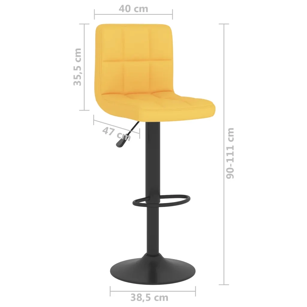 Sgabelli da Bar 2 pz Giallo Senape in Tessuto 334289