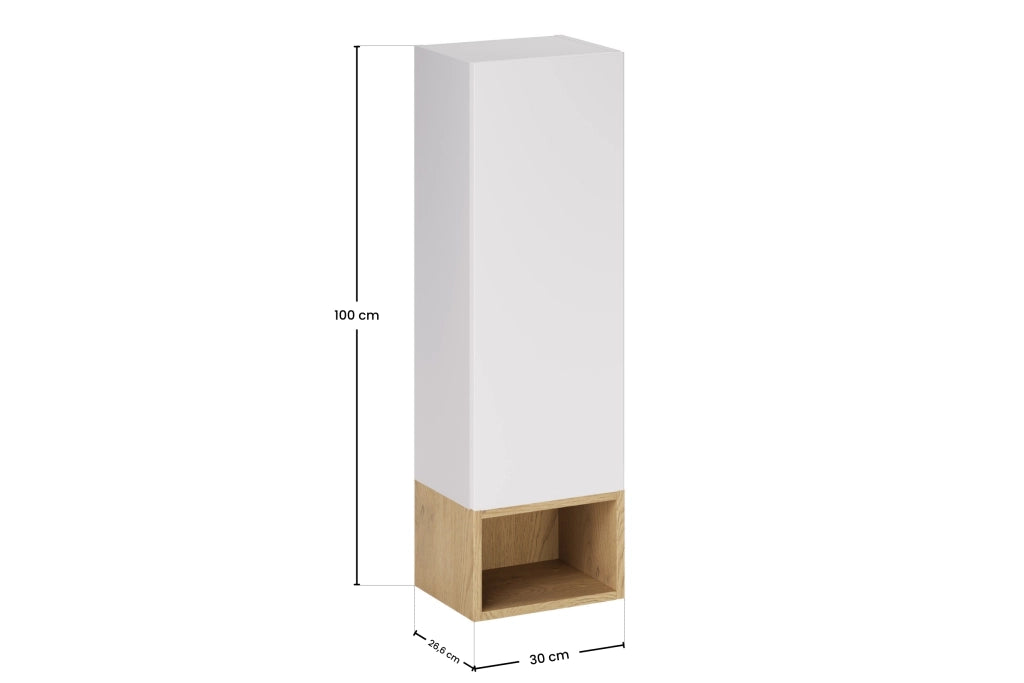 Set mobili bagno con półsłupkiem e regałem Aster White 30 cm
