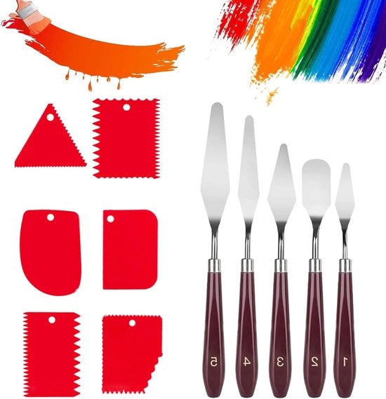 Set di pennelli per pittura acrilica e olio su tela - 11 pezzi