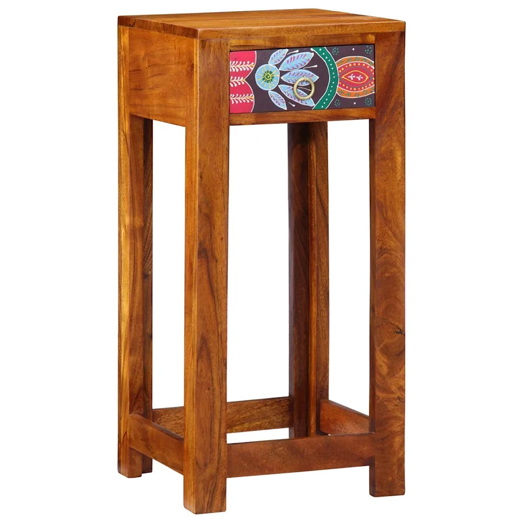 Tavolino | Tavolo laterale Floreale con cassetto Marrone 35 x 35 x 75 cm