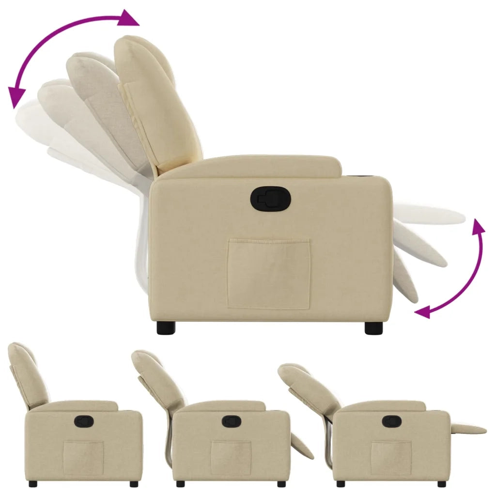 Poltrona | Sedia Relax Reclinabile in Tessuto Crema