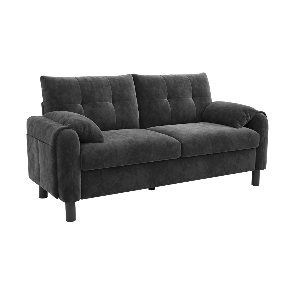 Divano moderno 2 posti - Zephmum - Tessuto chenille, cuscini spessi, design scandinavo, Grigio