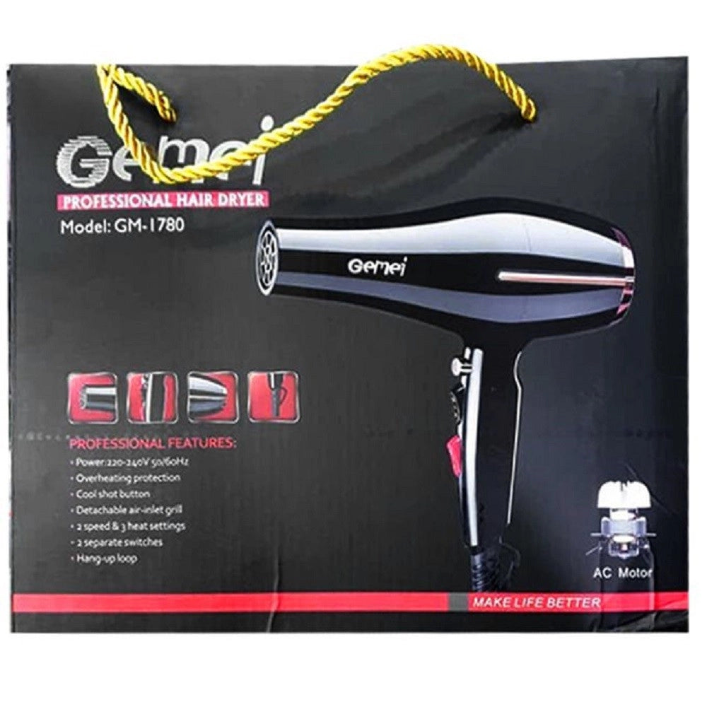 Trade Shop - Asciugacapelli Phon Professionale Gm-1780 3000w Con Emissione Ioni Beccucci -