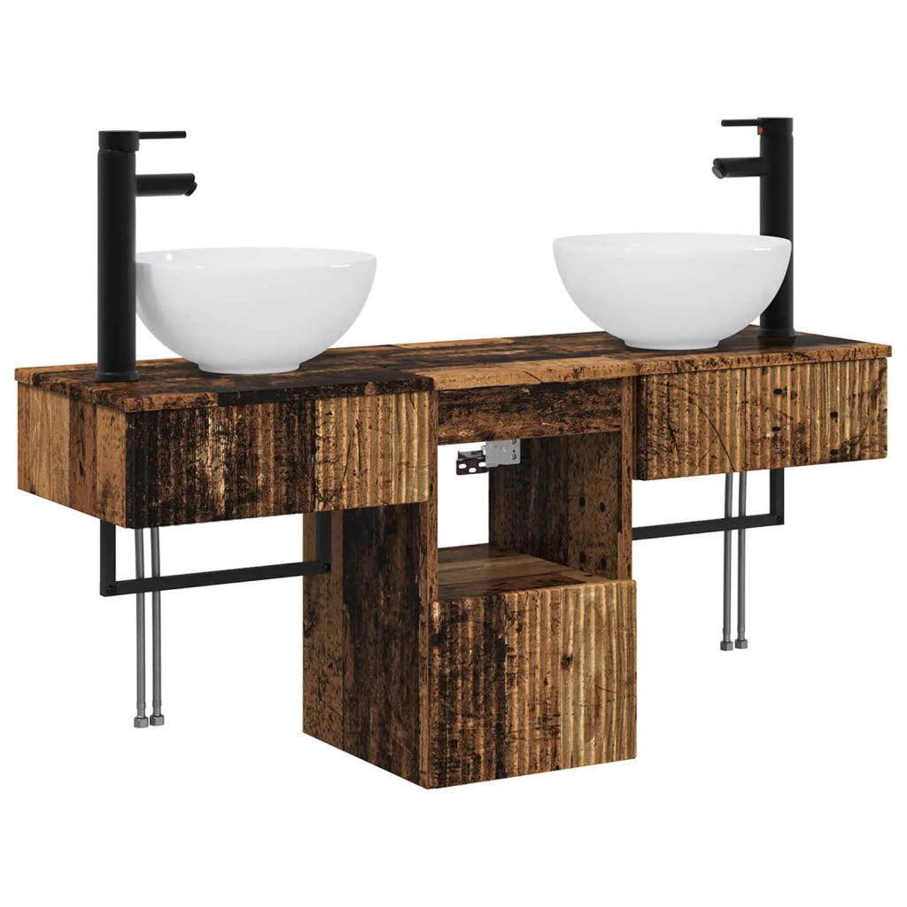 Set di mobili per il bagno 3 pz Legno antico 3405595