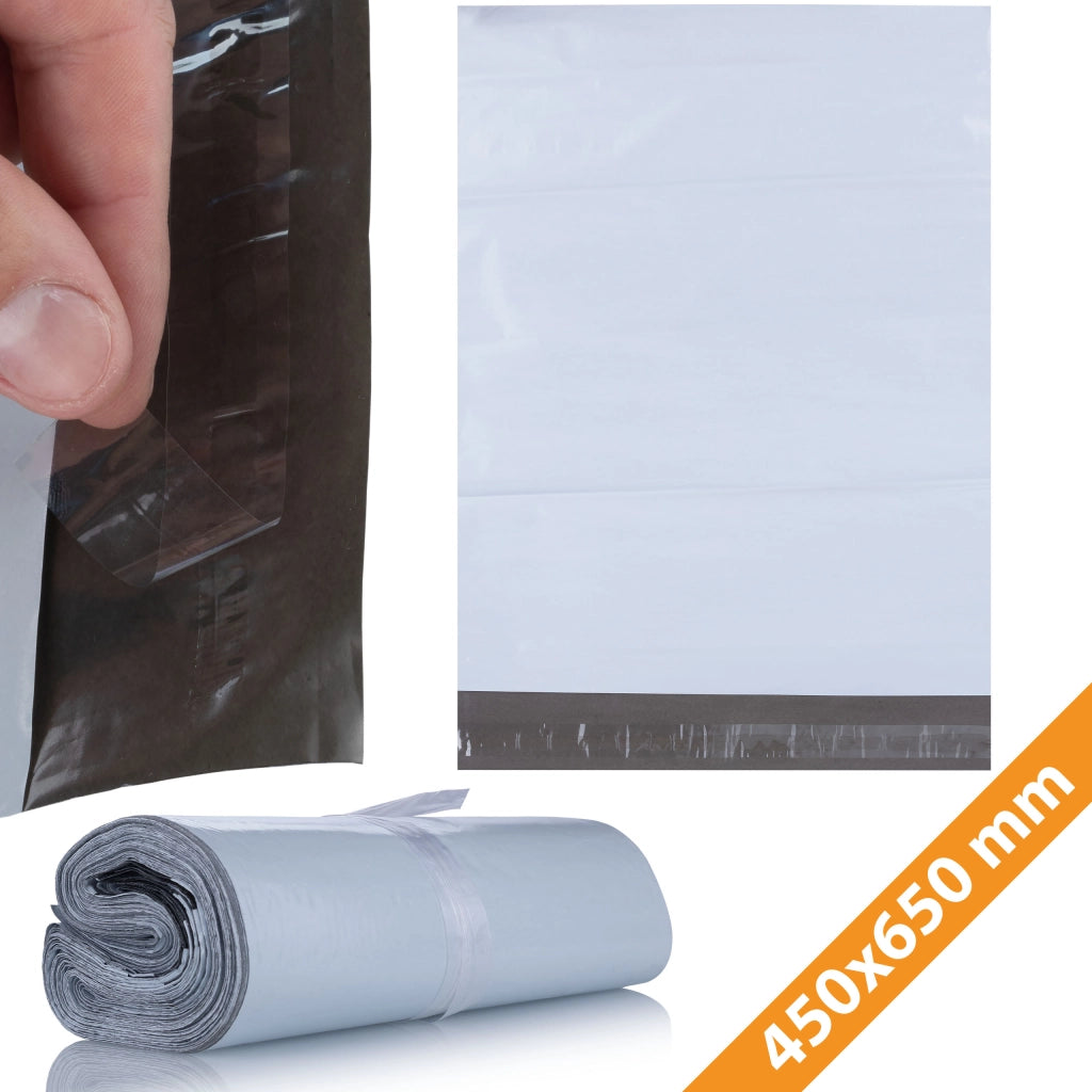 Buste Corriere Bianche 450 x 650 mm 100 Pezzi – LDPE Resistente, Impermeabile, Anti-Strappo | Sicurezza e Discrezione