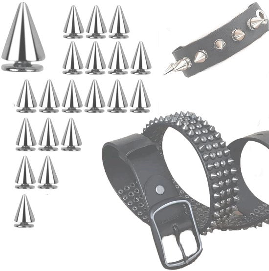 Punk Spikes in Latta 20 Unità - Spine di Cono in Alluminio - Artigianato in Pelle - Decorazione DIY - 7x9 mm - Spine