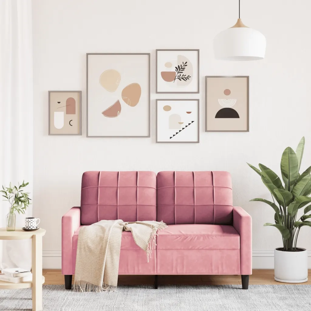 Divano a 2 Posti-Sofa 2 Posti Rosa 120 cm in Velluto 207054