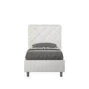 Letto singolo con rete imbottito 90x200 similpelle bianco Priya