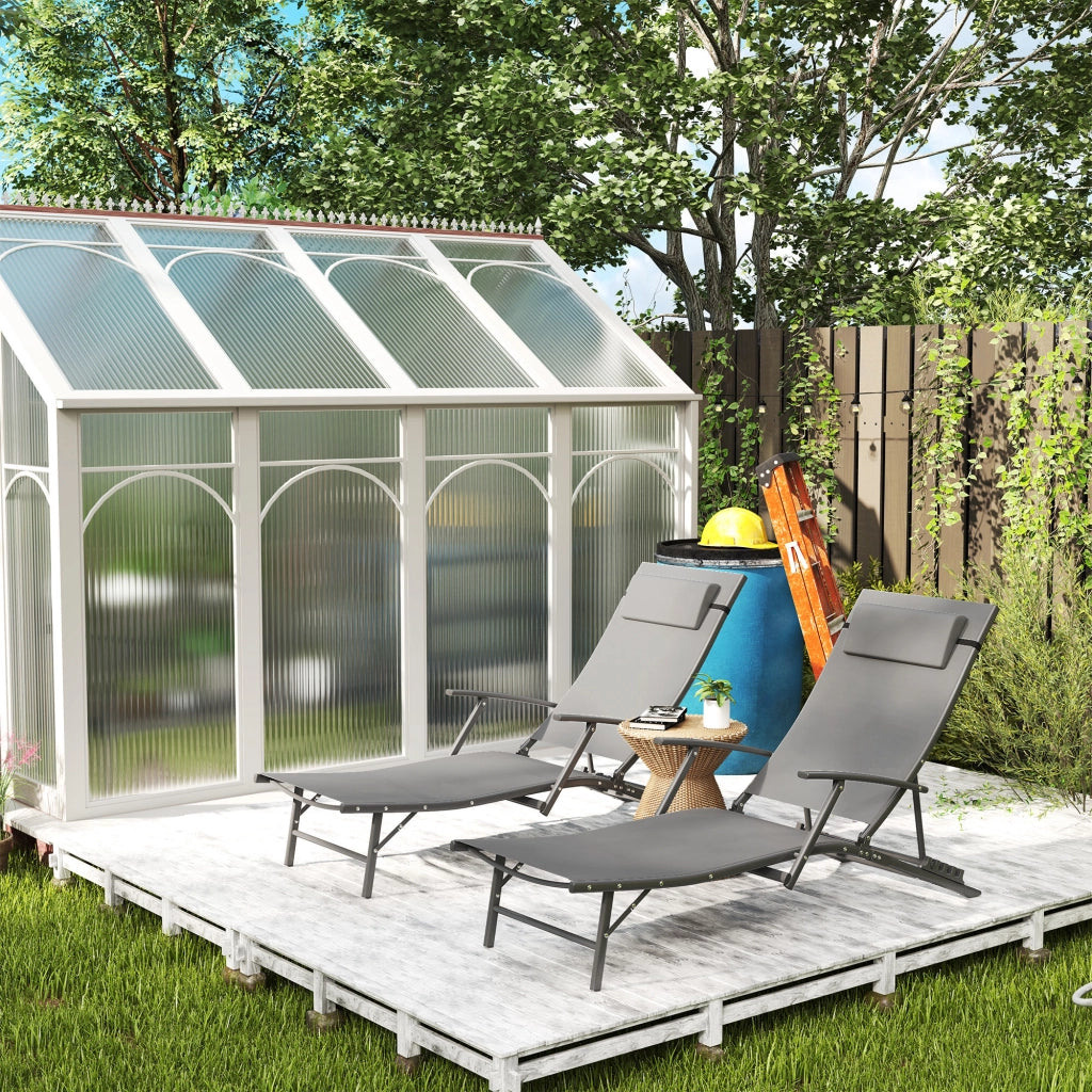 Sdraio da Giardino Pieghevole con Cuscino ¨C Zephmum ¨C Grigio