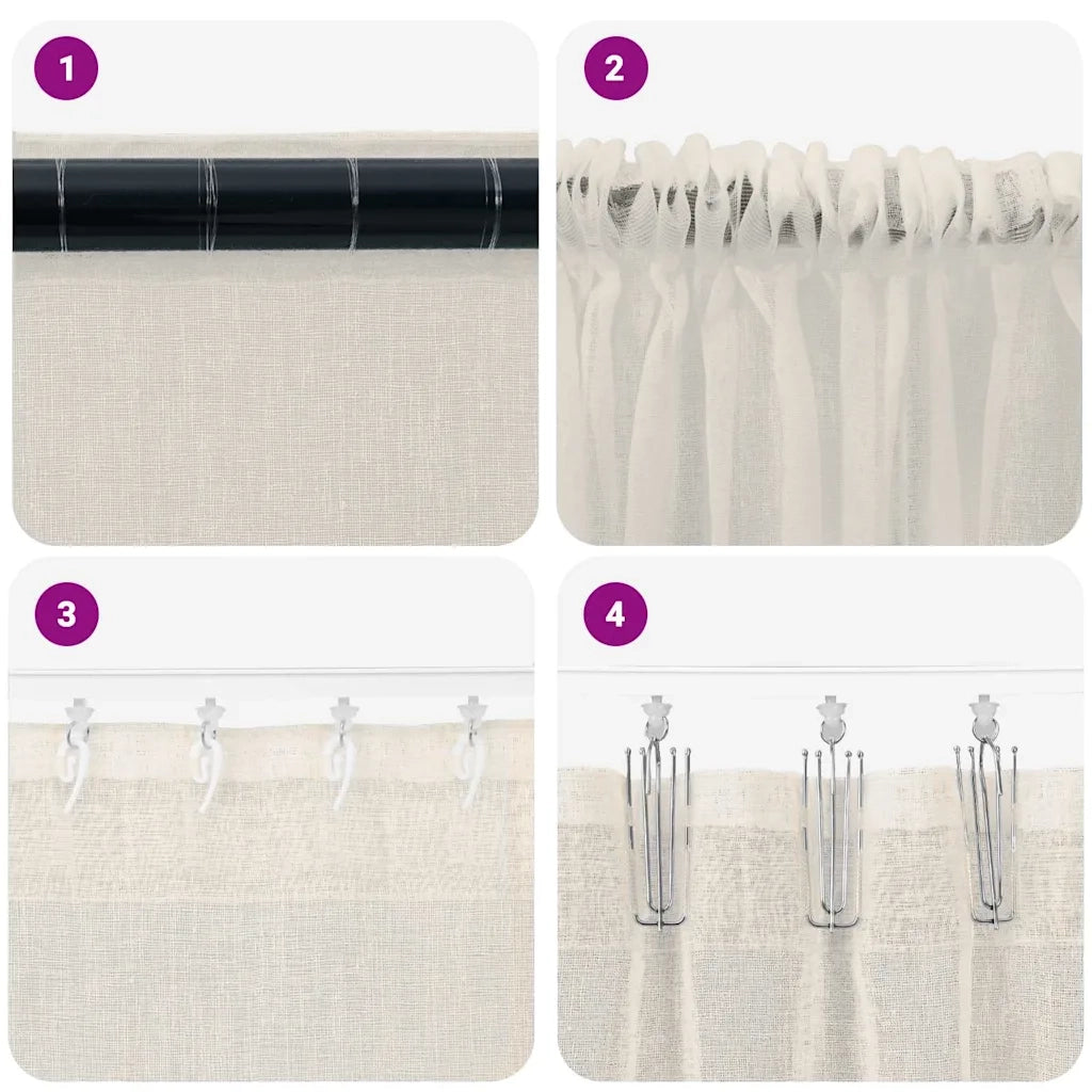 Tenda in Velo con tende 2 pcs Crema 225 x 140 cm Poliestere 4108014