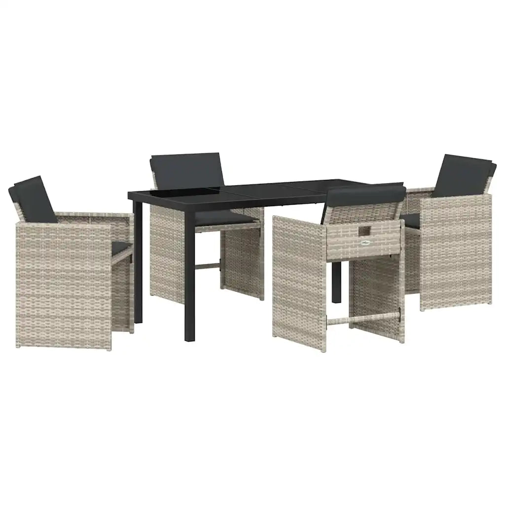 Set da Pranzo per Giardino 5 pcs Grigio chiaro polyrattan