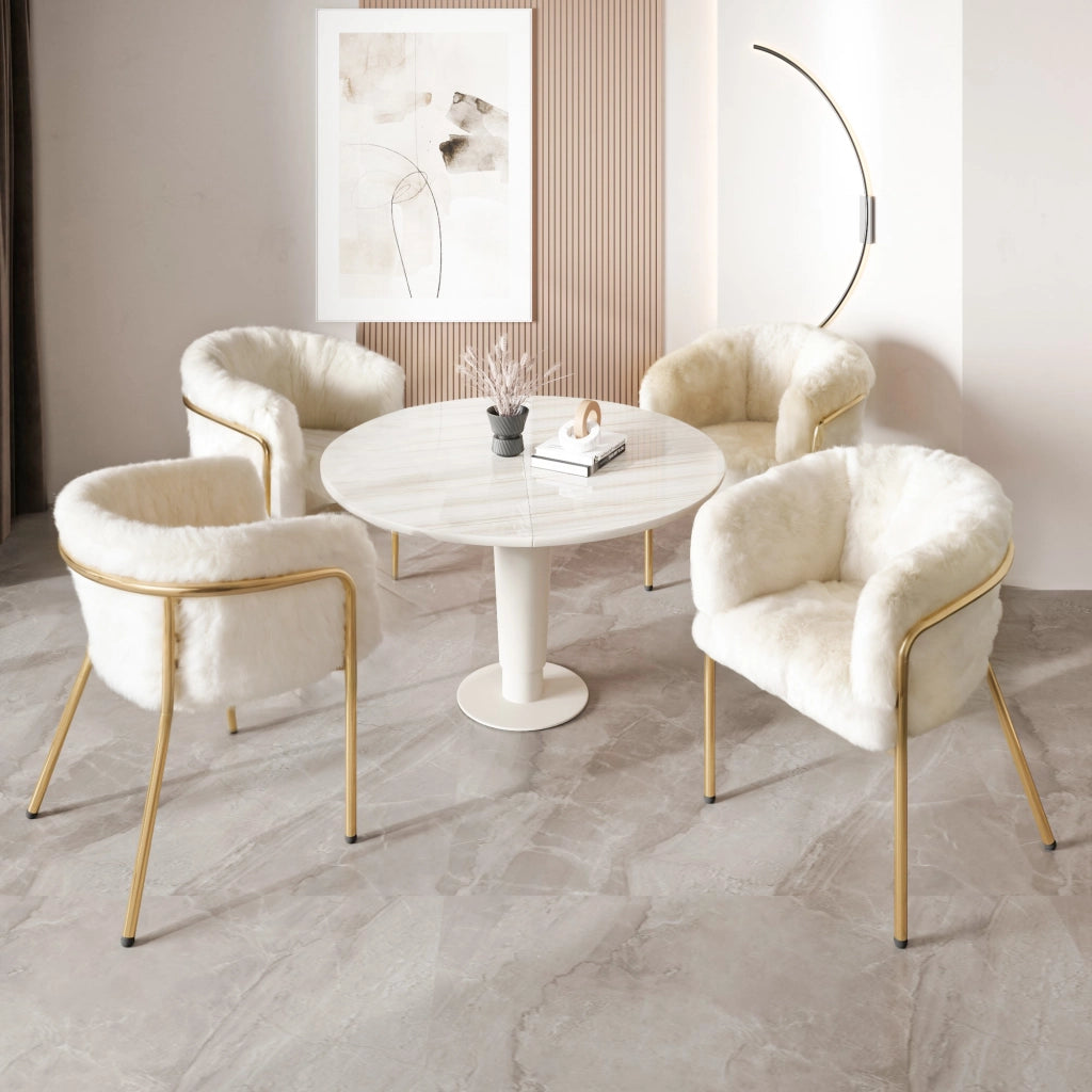 Sedia da Pranzo con Gambe in Metallo ¨C Xylo ¨C Beige, Imbottita, Similpelle