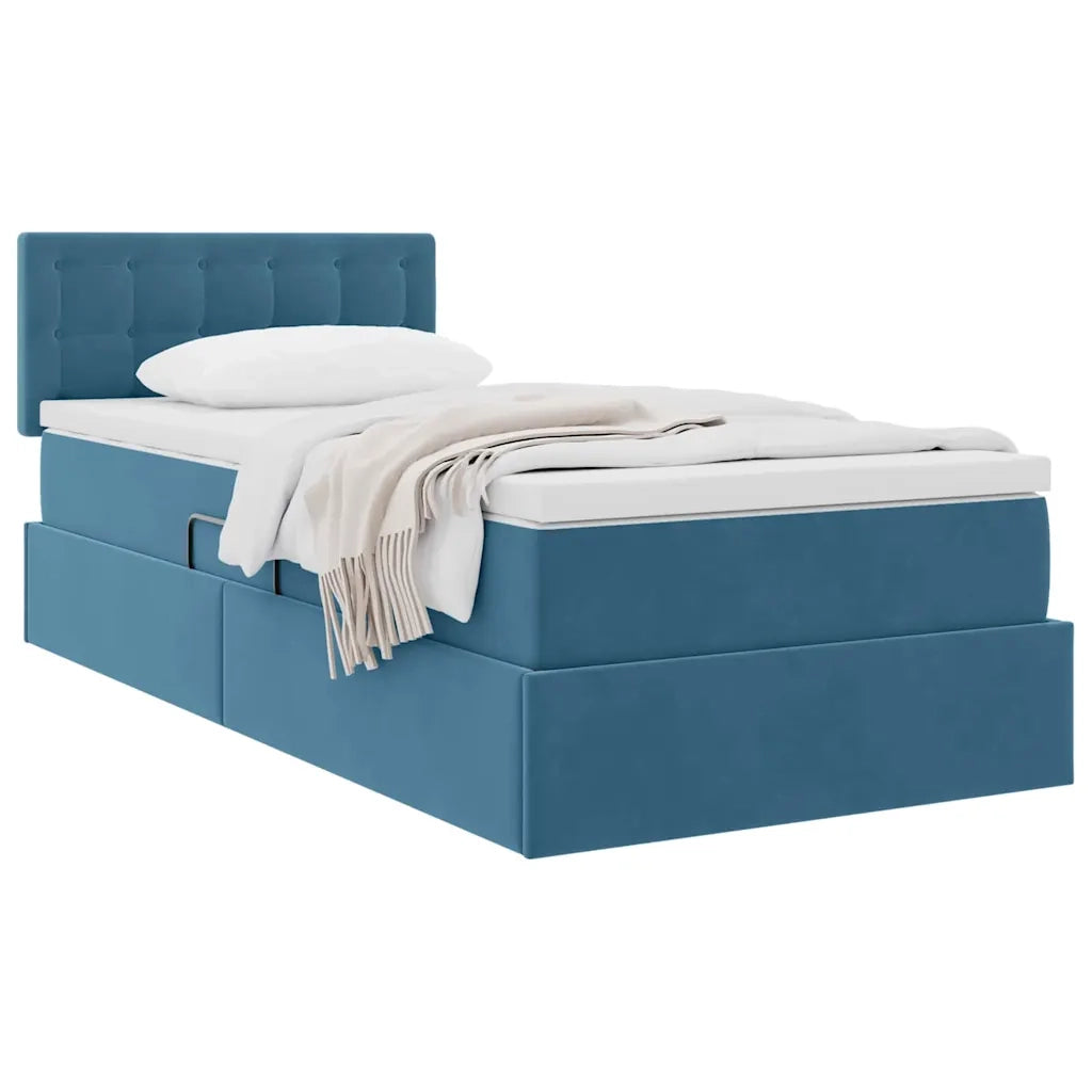 Letto con Contenitore Blu Scuro 90 x 200 cm Velluto