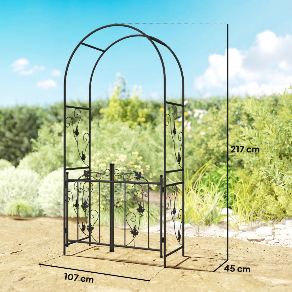 Arco da Giardino con Cancello ¨C Xylo ¨C Metallo Nero 2.2x1m