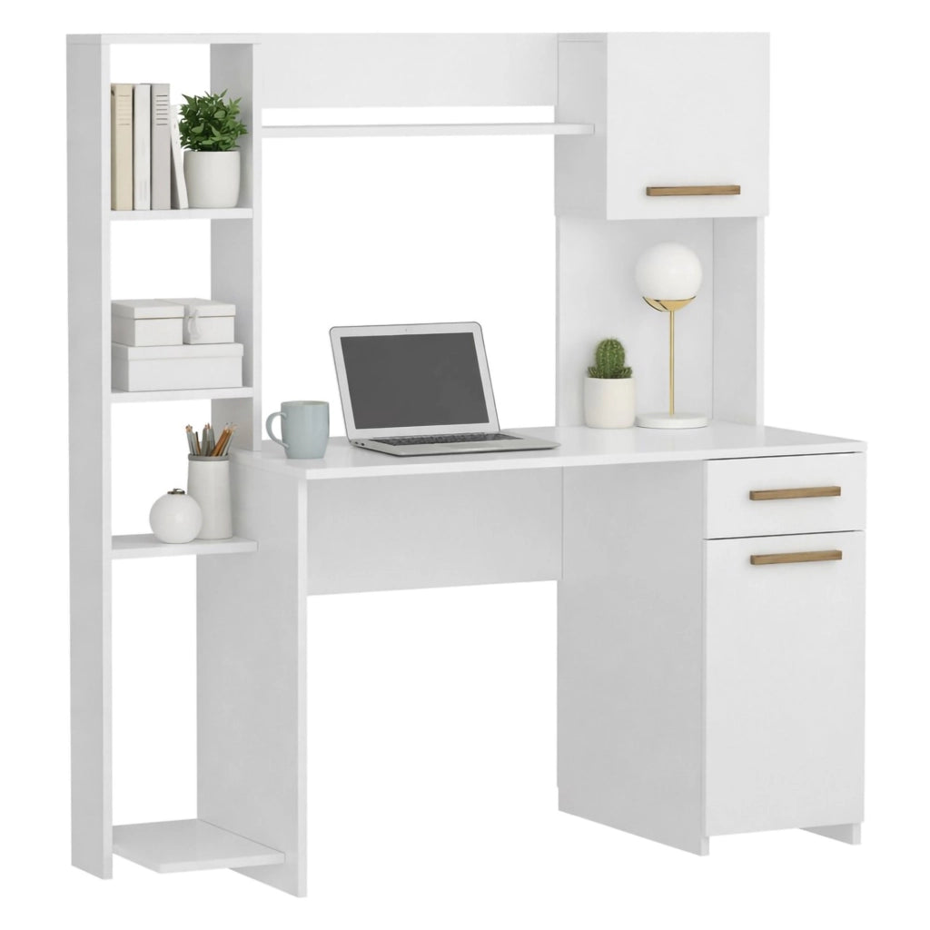 Marrucina, Scrivania 6 Ripiani, 120x60x77h cm Bianco