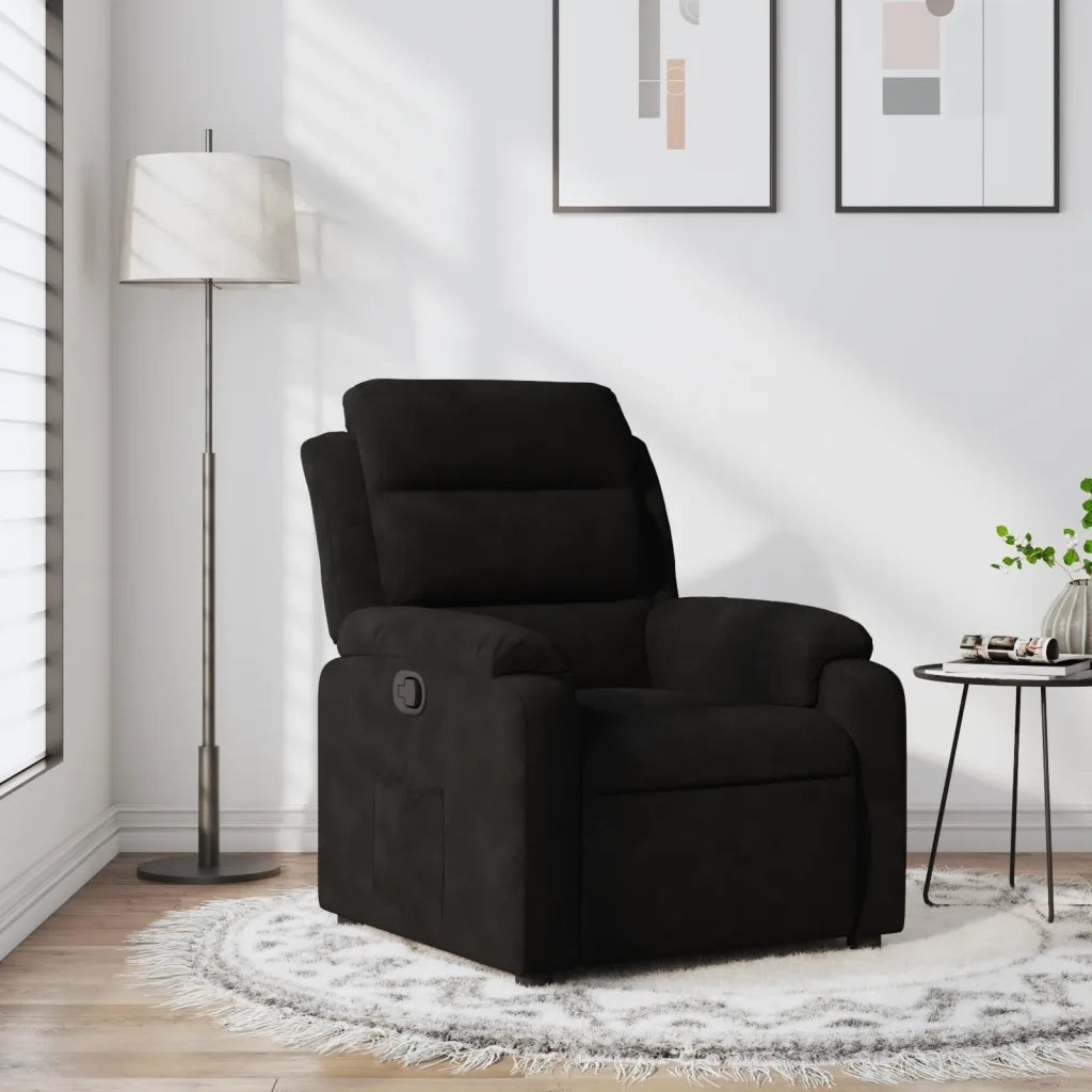 Poltrona | Sedia Relax Reclinabile Nera in Velluto