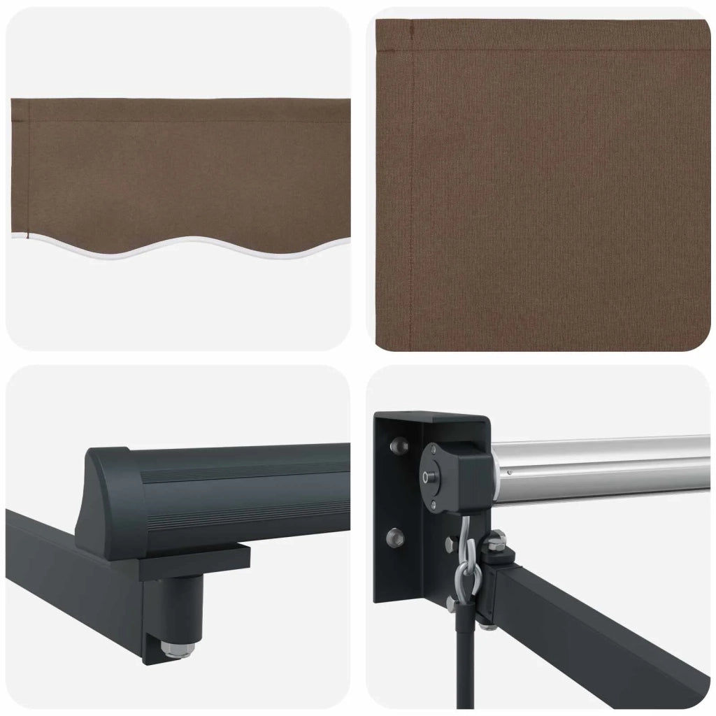 Tenda retrattile manuale con LED Tortora 3425969