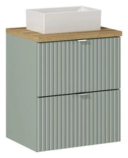 Set mobili bagno 50 cm con piano e lavabo da appoggio Gaja Line Reed Green 50 cm