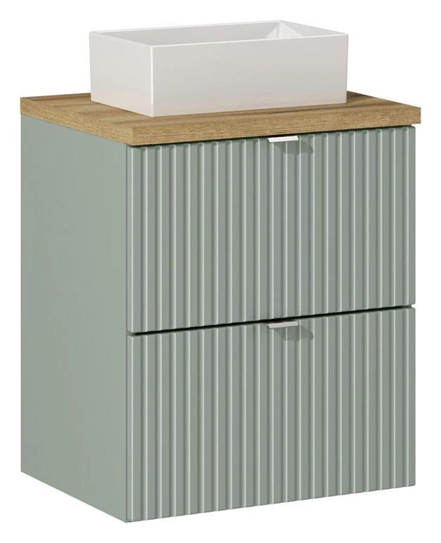 Set mobili bagno 50 cm con piano e lavabo da appoggio Gaja Line Reed Green 50 cm