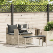 Set Pranzo da Giardino 3pz con Cuscini Grigio Chiaro Polyrattan 4104186