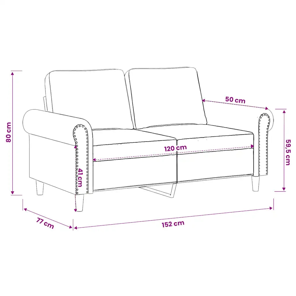 Divano a 2 Posti-Sofa 2 Posti Rosa 120 cm in Velluto 432169