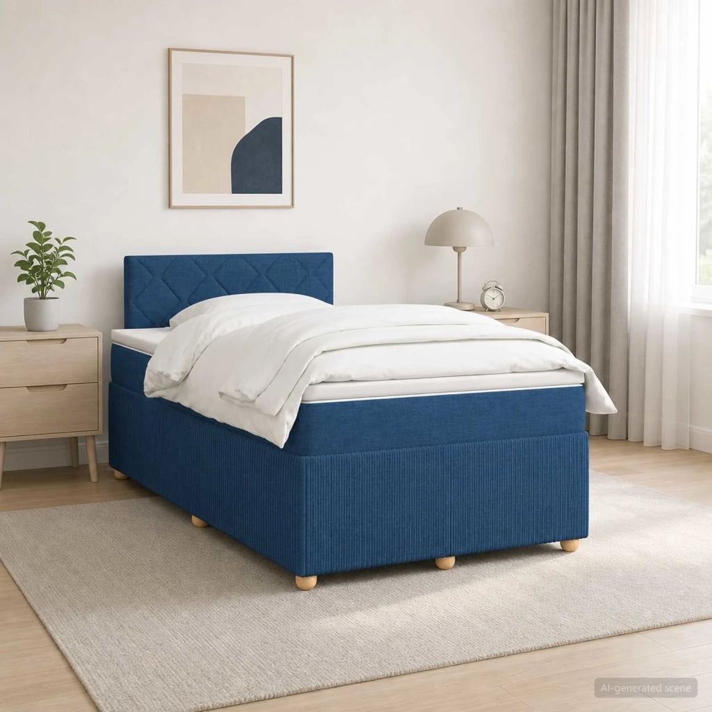 Letto box spring con materasso Blu 120 x 190 cm Tessuto 3451432