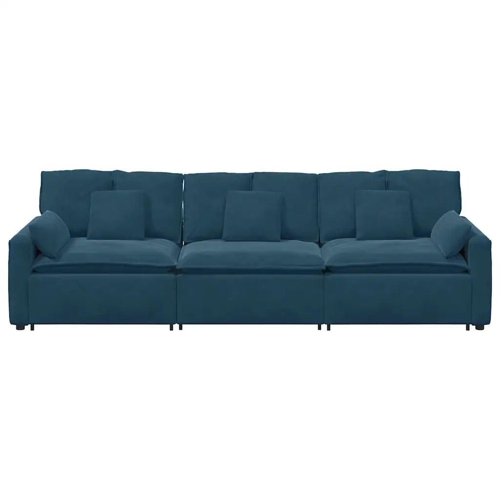 Divano Modulare con Cuscini Blu 3321098
