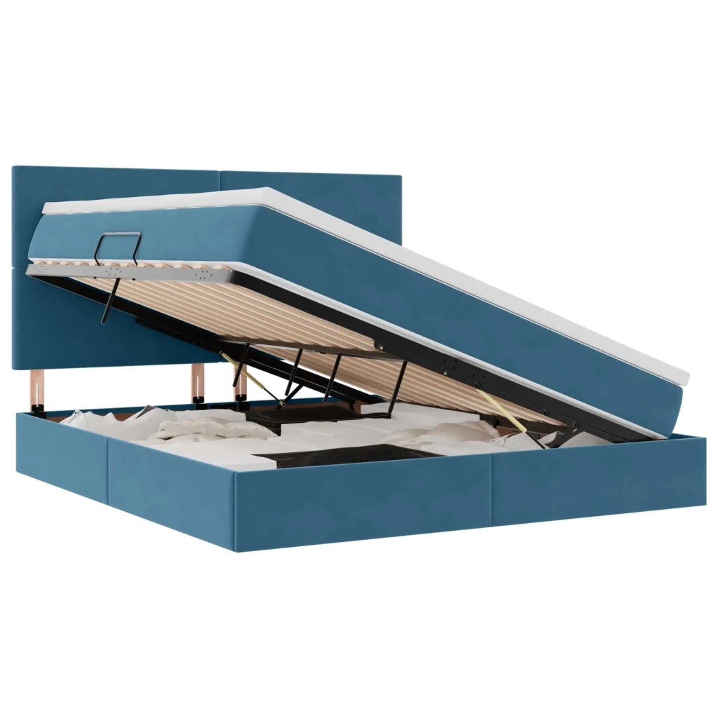 Letto con contenitore e materasso Blu Scuro 160 x 200 cm 3371983