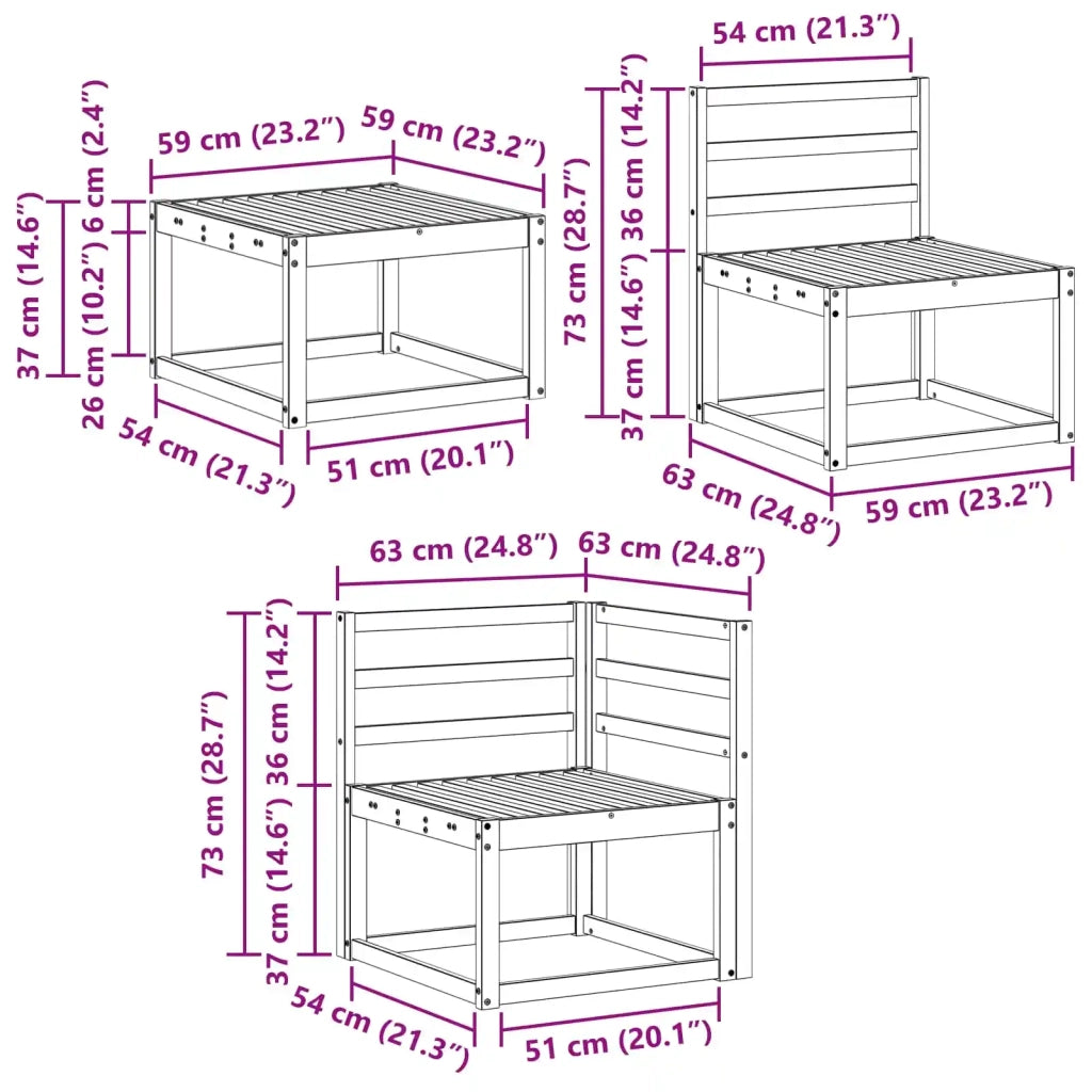 Set di divani da esterno 8 pcs Naturale