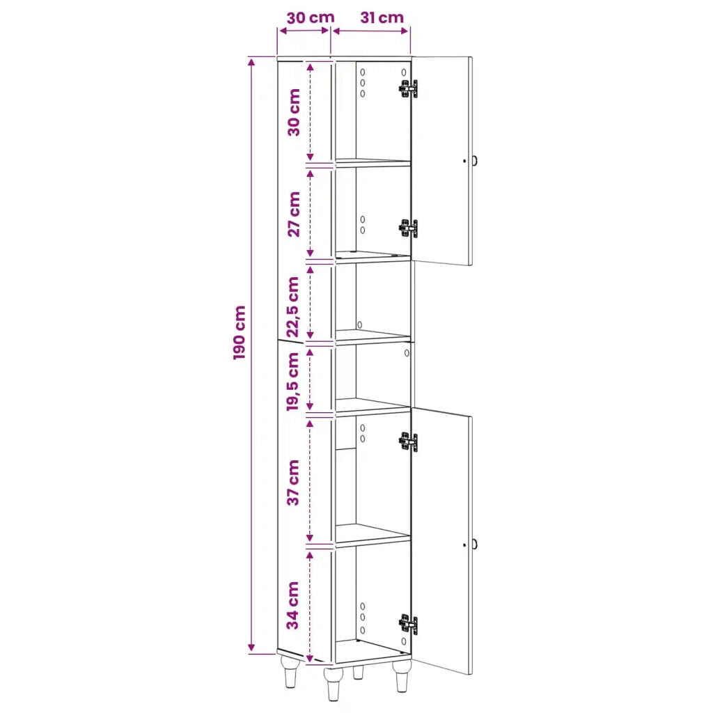 Armadio da Bagno con Ripiano Aperto ALKMAAR Nero 896156