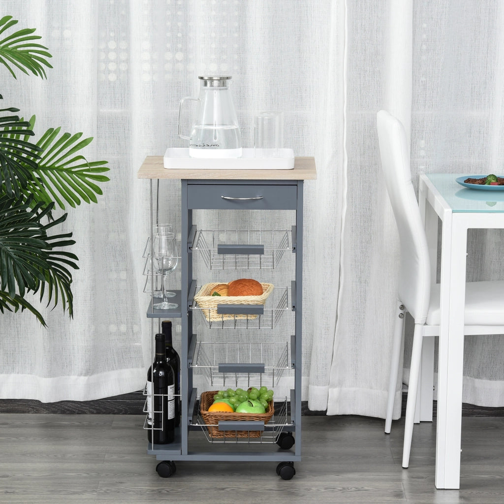 Carrello da Cucina con Cassetto e Cestelli ¨C Minimal ¨C Grigio Scuro