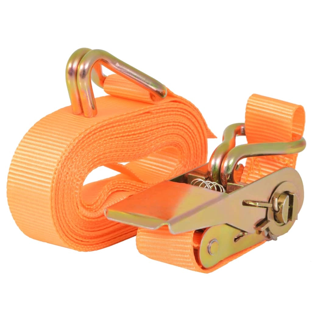 Set di 4 cinghie di ancoraggio a cricchetto 0,4 tonnellate 6 m x 25 mm arancione trasporto 02_0003541