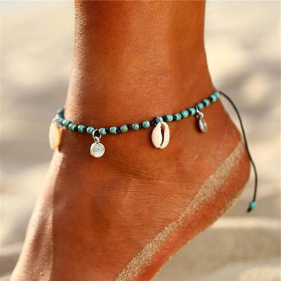 Bracciale boho con perle e conchiglia - Collana da moda per gli amanti del mare