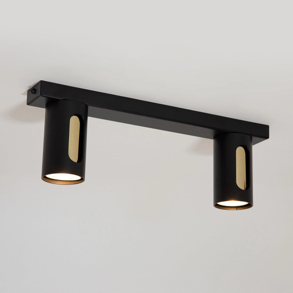 Plafoniera moderna a barra 38cm nero-oro 2xGU10 Sigma