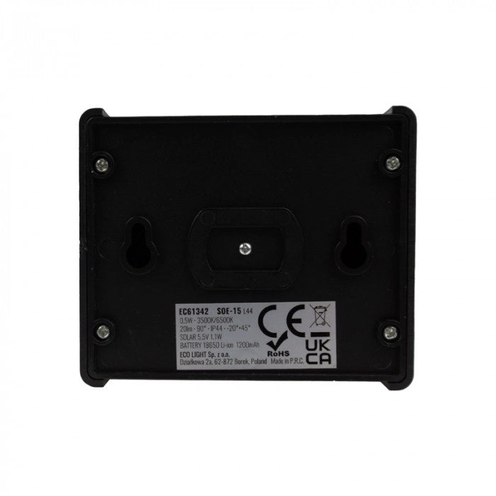 Applique solare LED 0,5W crepuscolare 90° IP44 nera
