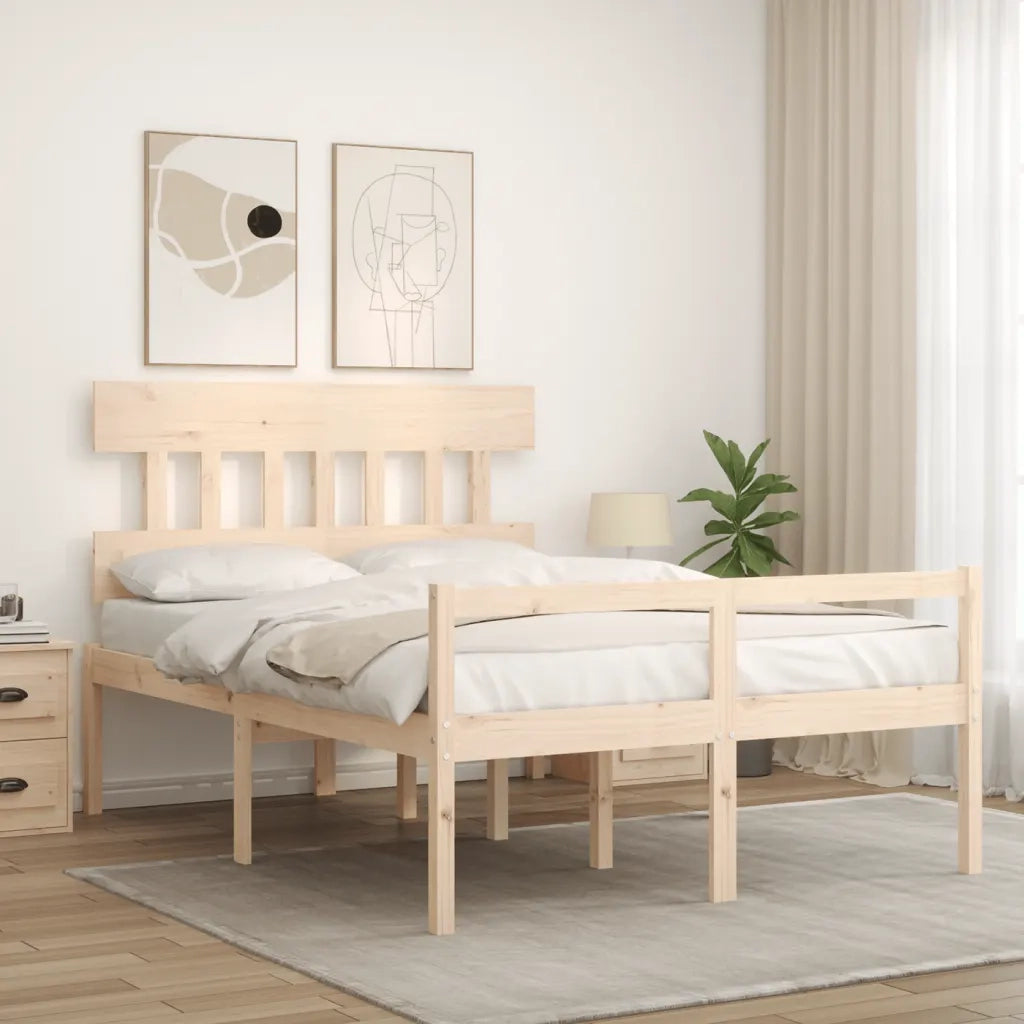 Letto per Anziani con Testiera 140x190 cm in Legno Massello 3195396