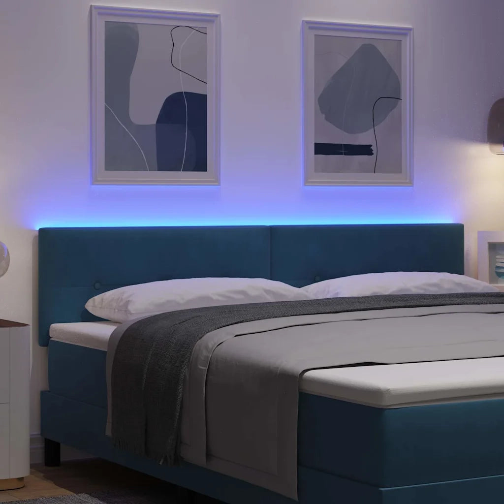 Testiera | Testata LED con strisce LED Blu 180 cm Velluto